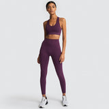 Women Yoga Sets Breathable Solid Vest +Leggings