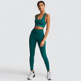 Women Yoga Sets Breathable Solid Vest +Leggings