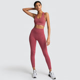 Women Yoga Sets Breathable Solid Vest +Leggings