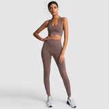 Women Yoga Sets Breathable Solid Vest +Leggings